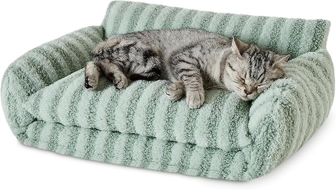 Hollypet Cat Bed Fluffy Plush Mutifuctional Double-Layer Soft Pet Couch Orthopedic Sofa Nest Beds