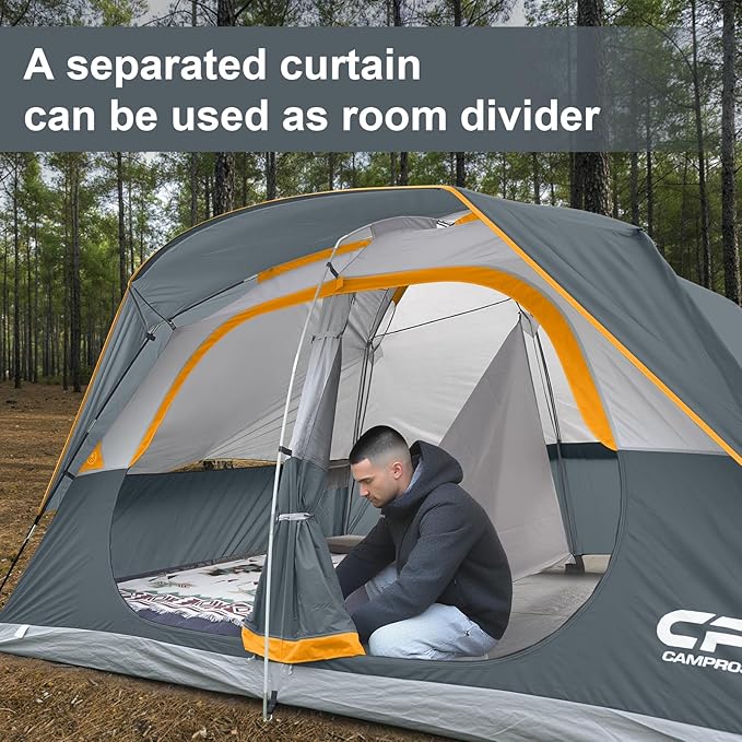 CAMPROS CP Tent 8 Person Camping Tents, Waterproof Windproof Family Tent with Top Rainfly, Large
