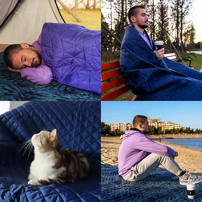 Outdoor Waterproof Blanket, Foldable Fleece Stadium Blanket for Outdoor Sports Event, Camping, Car