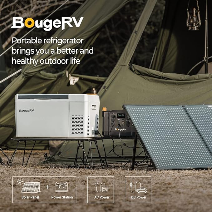 BougeRV 12 Volt Refrigerator With 23 Quart Cover, 12V Car Fridge 23 Quart Portable Freezer
