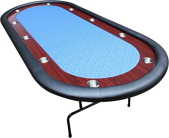 Poker Table 96 inches Light Series for 10 Player Games with Cup Holders Wooden Racetrack Felt