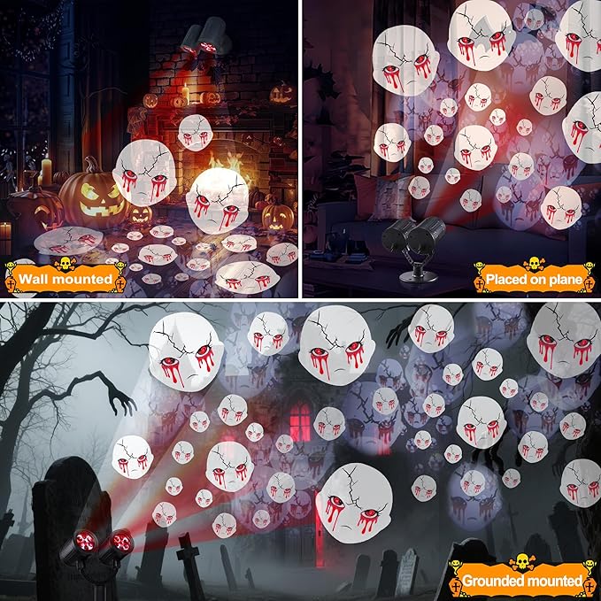 Toodour Halloween Projector Lights Outdoor, Double Head Dynamic Halloween Lights Projector with