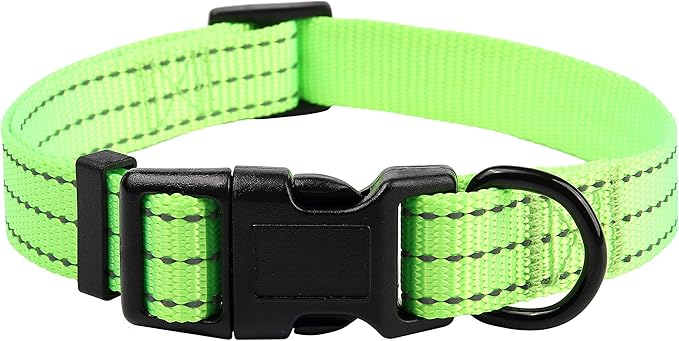 Mile High Life Dog Collar | Nylon Reflective Dog Collars | Light Weight Puppy Collars | Lime Green