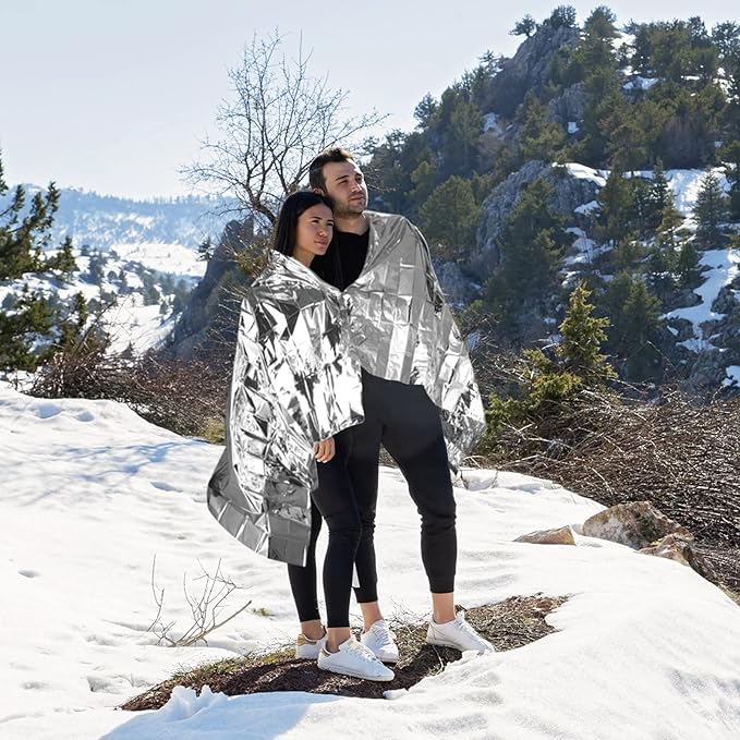 Emergency Mylar Thermal Blankets -Space Blanket Survival kit Camping Blanket (4-Pack). Perfect for