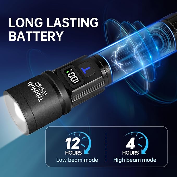 Rechargeable Flashlights 2 Pack, Super Bright High Lumens Flash Light, 5 Modes Zoomable Linternas