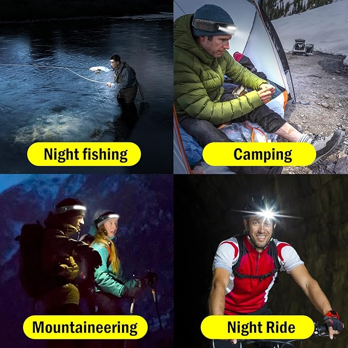 AURUZA 2PCS Headlamp Flashlight, Rechargeable LED Headlamps 2 COB 230°Wide Beam Headlight with