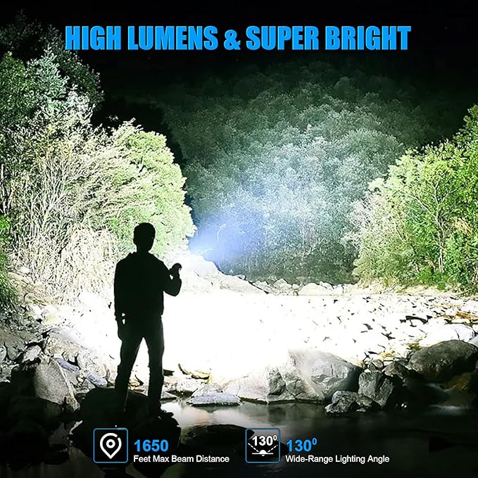 LED Magnetic Flashlight High Lumens Rechargeable, Super Bright Small Tactical Flashlights with COB