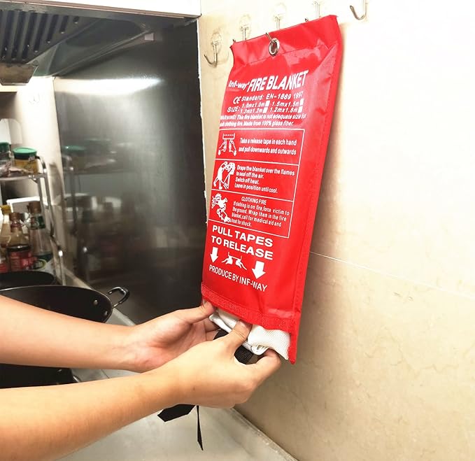 Inf-way Emergency Fire Blanket for Home and Kitchen, 5 Size for Choice, 4 Pack Large Fire Blanket