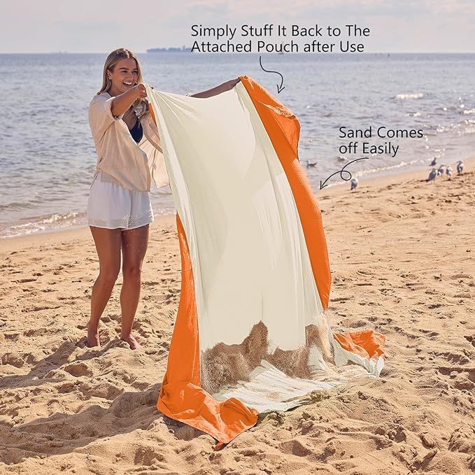 WEKAPO Beach Blanket Sandproof Waterproof, Extra Large Beach Mat, Oversized & Compact Sand Free Mat