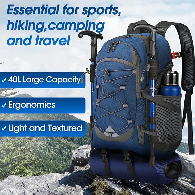 IGOLUMON Hiking Backpack 40L Packable Lightweight Camping Backpack Men Women Waterproof Hiking