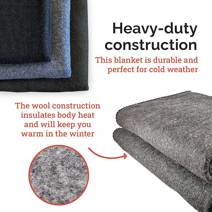 EPG Extra Large Wool Blanket with Zippered Bag | Warm, Comfortable, Stylish, Military | XL