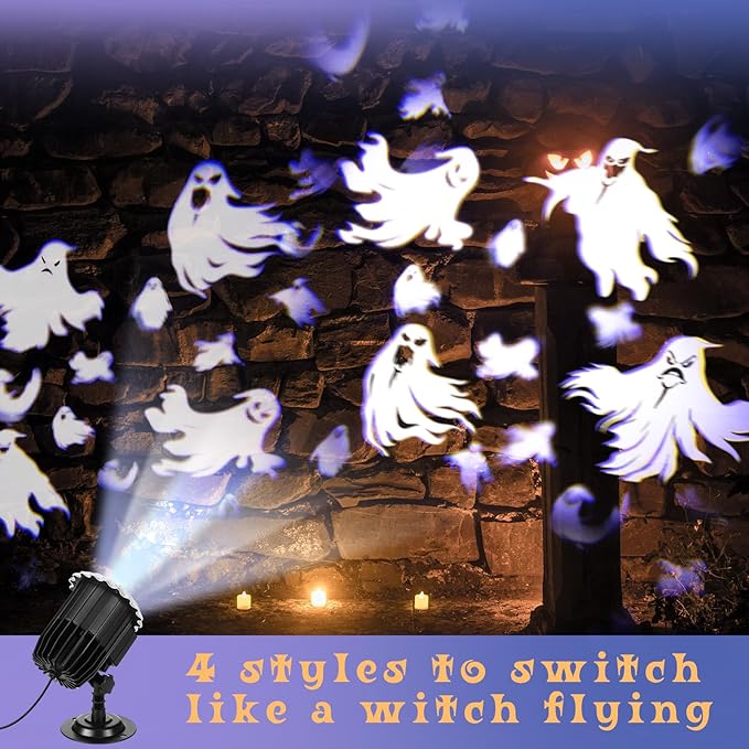 Halloween Projector Light with 1 Film Slides Holiday LED Projector Lights Outdoor Reflectors