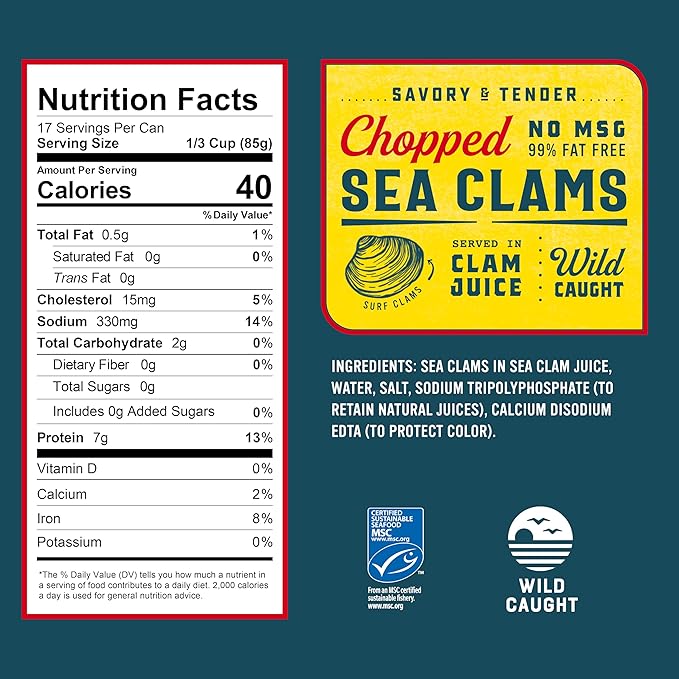 Snow's Chopped Sea Clams in Clam Juice, 51 oz Can (Pack of 12) - Premium Grade Wild Caught Gourmet