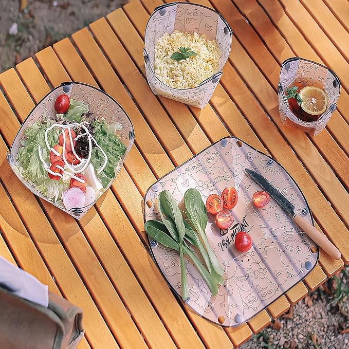 Collapsible Bowl Plate Set, Portable Camping Tableware, Food Grade Material Free Folding Plate for