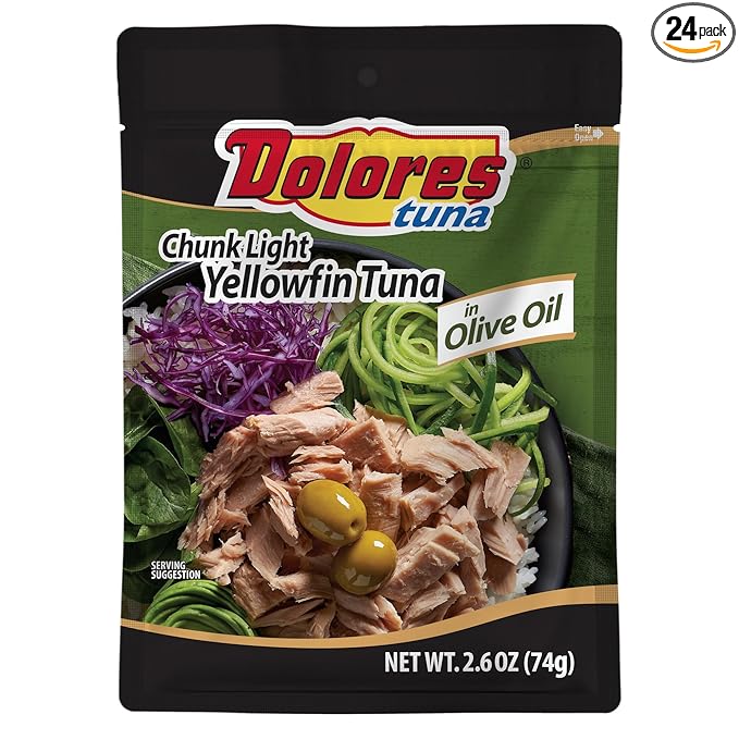 Dolores Chunk Light Yellowfin Tuna in Olive Oil, 2.6 oz (Pack of 24)