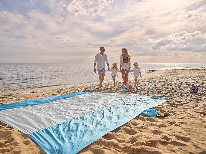 WEKAPO Beach Blanket Sandproof Waterproof, Extra Large Beach Mat, Oversized & Compact Sand Free Mat