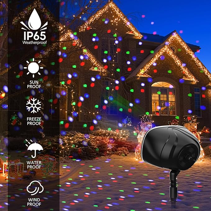Christmas Halloween Projector Lights Outdoor,Indoor 15 Colors Snowfall Rotating Falling Snow