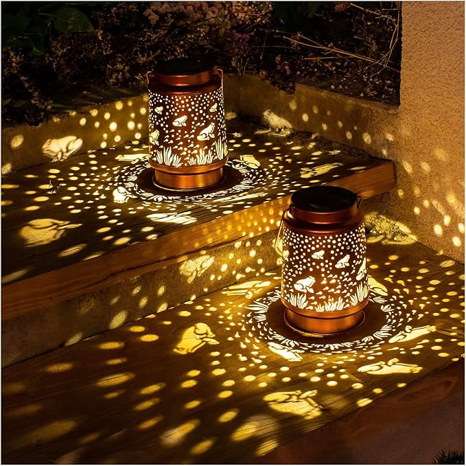 Frog Solar Lanterns Outdoor Waterproof Hanging Solar Lights Frog Gifts for Women Men Metal
