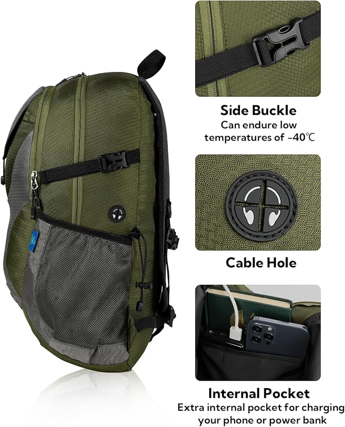 WATERFLY Lightweight Packable Hiking Backpack: 30L Foldable Travel Daypack Ultralight Camping Day