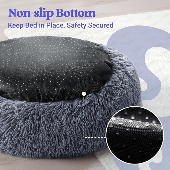rabbitgoo Cat Beds for Indoor Cats, 20 inches Cat Bed Machine Washable, Fluffy Round Pet Bed