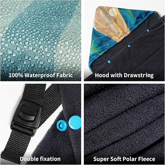 Waterproof Stadium Blanket, Fleece Camping Blanket Wearable Soft Warm Camp Blanket for Outdoor