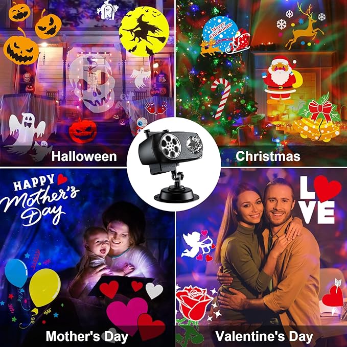 2025 Upgraded Brighter Halloween Decorations Projector Lights for Home, Display 8 Patterns at A