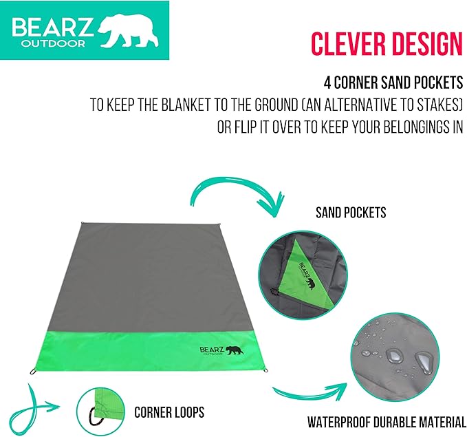 Pocket Blanket - Beach Blanket Waterproof Sandproof, Picnic Blankets Waterproof Foldable