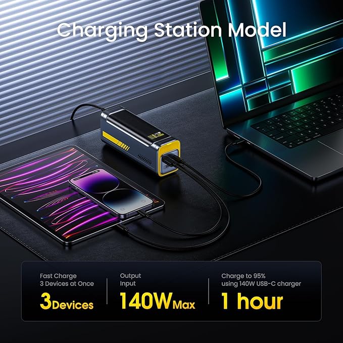 AOHI 140W PD3.1 Laptop Power Bank 40000mAh Fast Charging Station, The Future Starship 2 in 1