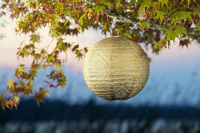 Allsop Soji Stella Market - 12" Handmade LED Outdoor Solar Lantern - Bronze