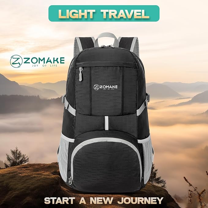 ZOMAKE Lightweight Packable Backpack 35L, Light Foldable Backpacks Water Resistant Collapsible