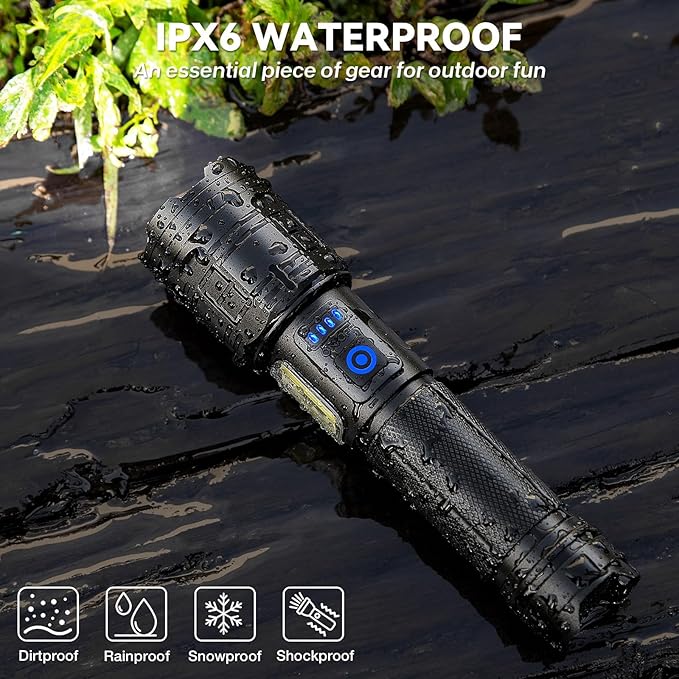Flashlight Rechargeable 99,000 High Lumen - 2 Pack LED Flash Light with COB, 7 Modes Powerful