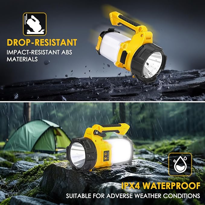 Tripod Rechargeable Camping Lantern, 6 Modes LED Flashlight Handheld Spotlight with 4000LM, 4400mAh