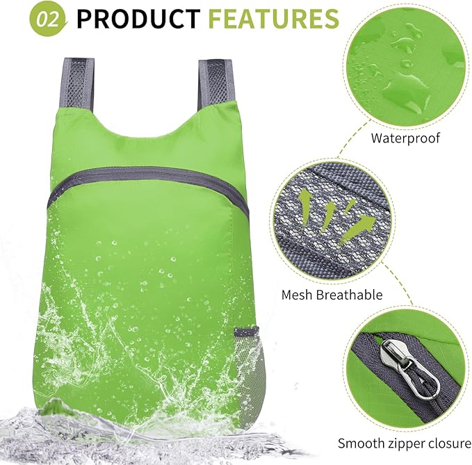 20L Ultra Hiking-Daypack Lightweight Foldable Travel Packable Backpack for Camping Cycling