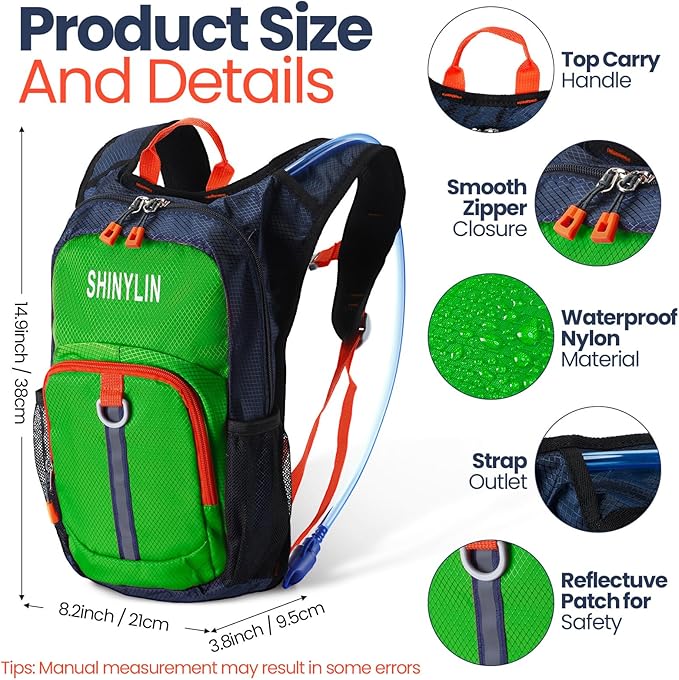 2 Pcs Kids Hydration Backpack with 1.5l Water Bladder Lightweight Kids Hiking Backpack Water