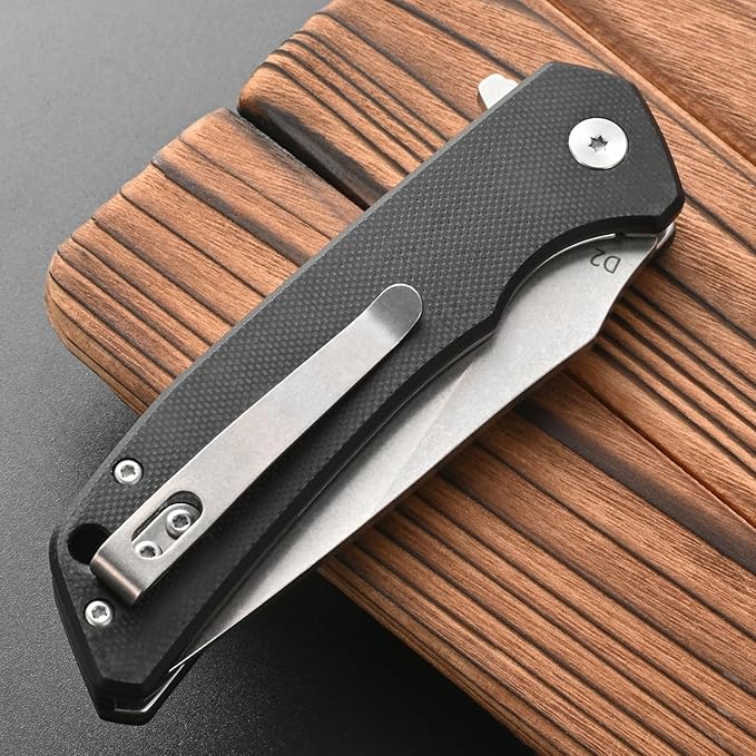 FF17 Folding Pocket Knife,D2 Steel Blade G10 Handle EDC Tool Knife for Outdoor