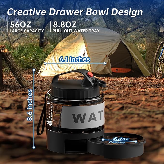 Portable Dog Water Bottle, 54oz Large Travel Water Bowl Dispenser for Dogs Camping Beach Walking