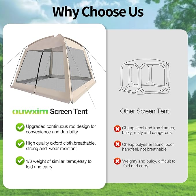 12' X 12' Screen House Room - Camping Screen Tent 8-10 Person&Instant UV Resistant Sun Shelter,Easy