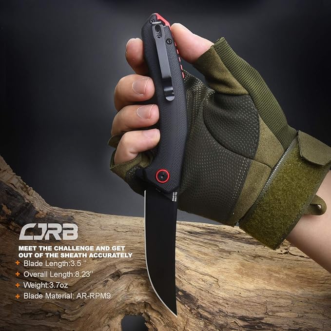 CJRB Tactical Knife, Small Folding Pocket Knife with AR-RPM9 Steel Blade and G10 Handle for Men