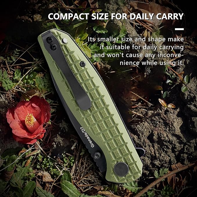 Folding Knife – 3.5-inch D2 Steel Folding Pocket Knife G10 Handle One-Handed Opening and Closing