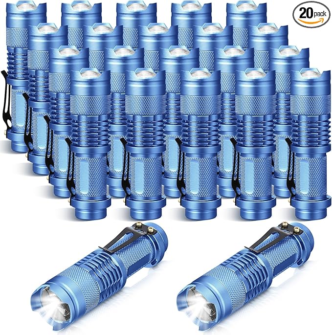 Fumete 20 Pieces LED Flashlight Mini 3 Mode Tactical Torch Small Water Resistant Pocket Flash Light
