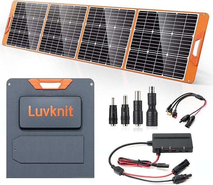 Upgraded 200W Portable Solar Panel for Power Station Generator, 18V Foldable Waterproof IP65 Solar