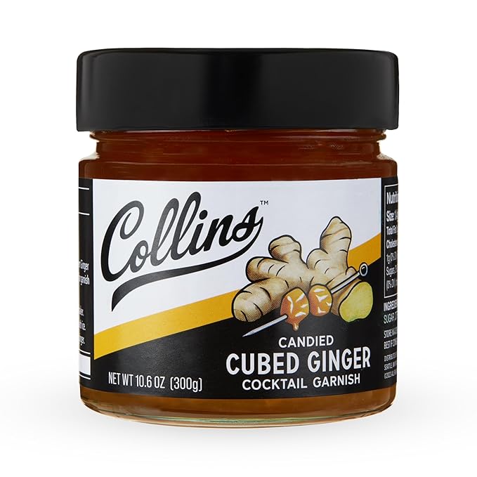 Collins Candied Ginger in Syrup for Cocktails, Gluten Free Skinny Cocktail Garnish for Whiskey