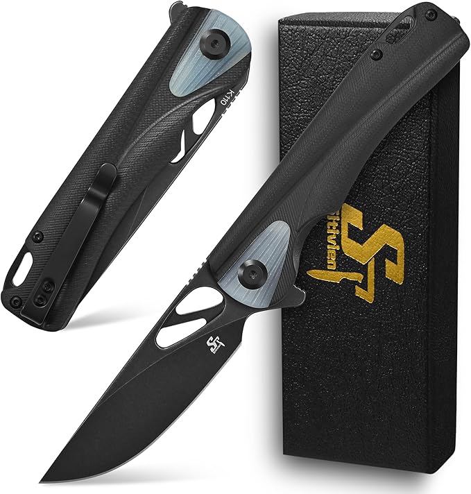 Sitivien ST165 Folding Knife,K110 Steel Blade with G10 Handle EDC Tool Knife Pocket Knife for