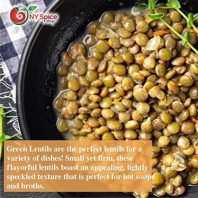 NY SPICE SHOP Eston Green Lentils ??3 lbs. (Pound) Green Lentils ??Dry Du Puy Style Lentils & Peas