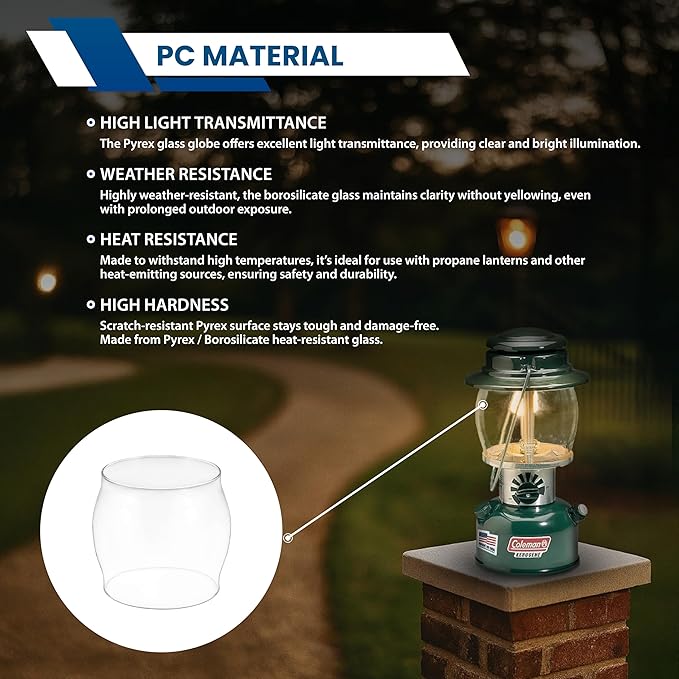 American Mantle Lantern Globe Replacement Height: 5¼" (133.35mm) Diameter 4 7⁄8" (123.83mm) | Clear