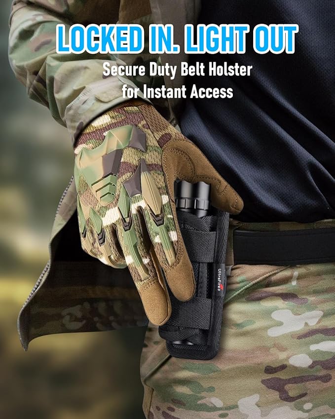 ULTRAFIRE Tactical Flashlight with Holster, Single Mode LED Flashlight 1000 High Lumen Duty