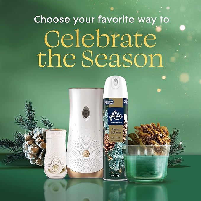 Glade 3-Wick Scented Candle Jar, Balsam & Spruce, Air Freshener Infused with Essential Oils, 6.8
