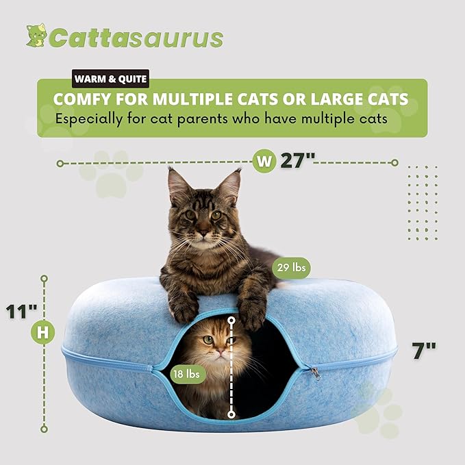 CATTASAURUS Peekaboo Cat Cave for Multiple & Large Cats Up to 30-45 Lbs, Scratch Detachable &