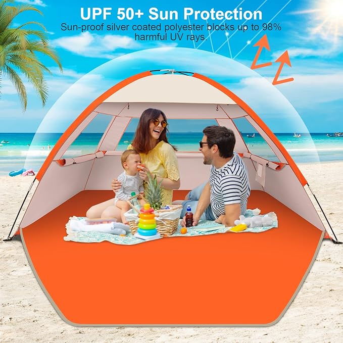 Gorich Beach Tent Sun Shelter for 3/4-5/6-7/8-10 Person with UPF 50ï¼?UV Protection, Lightweight &