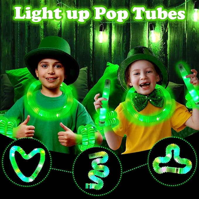 12 - 24 PCS Green Glow Sticks Party Favors for Kids, Light Up Necklaces Bracelets Accessories for
